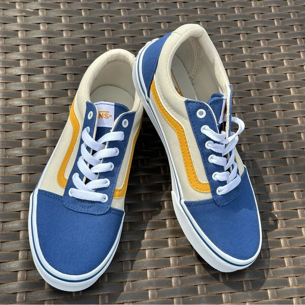 Vans Blue, Cream & Yellow Kids' Low Top Sneakers